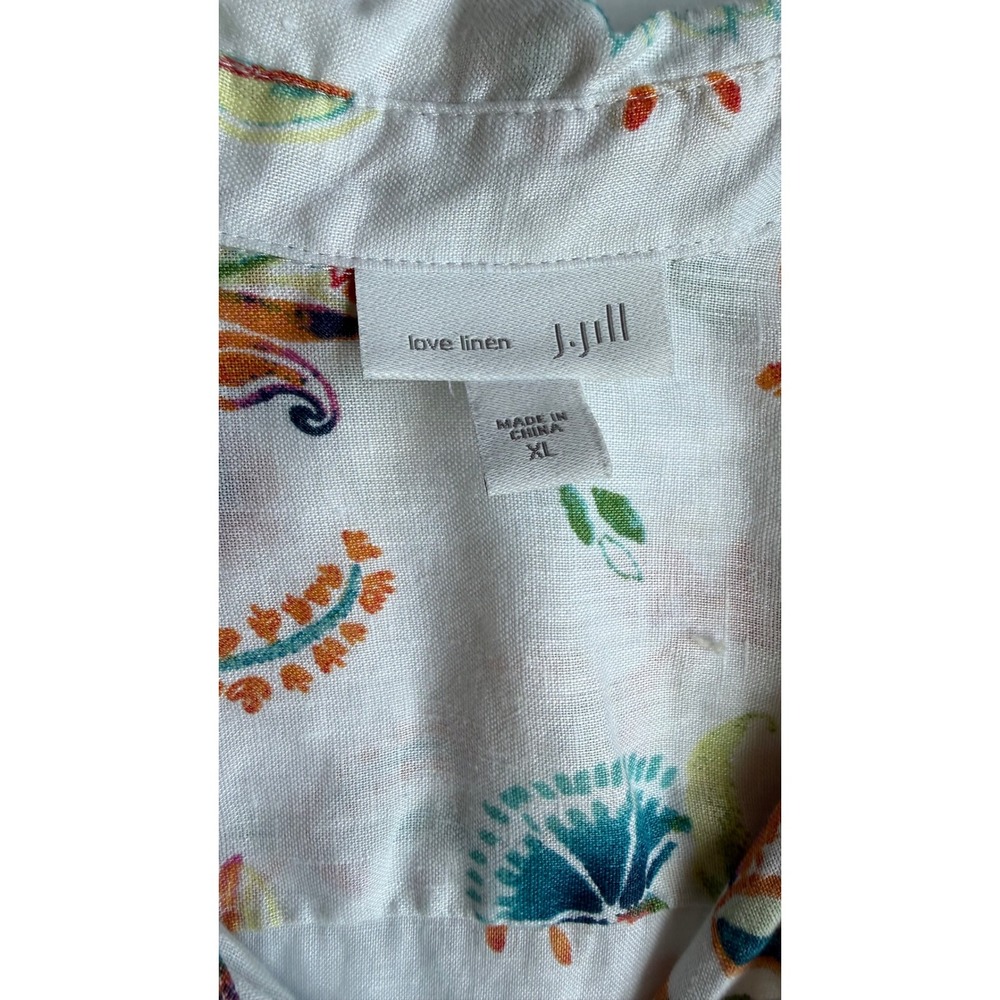 J. Jill Love Linen Floral Sleeveless Button Down Tunic Top White XL Multi-Color - Picture 4 of 8